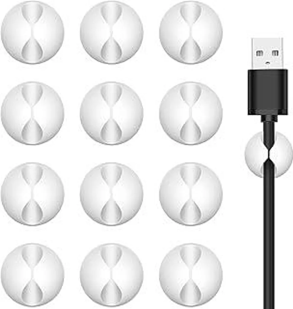 Clip per Cavi Bianco 12 Pezzi - Gestione Cavi Alimentazione Elegante
