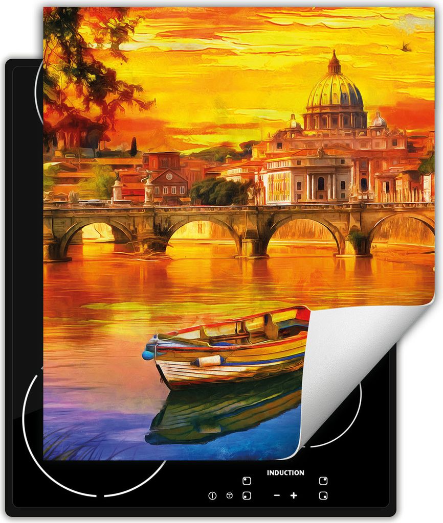 DarHaus Herdabdeckplatte 45x52 cm Anti Rutsch Matte Aufrollbar, bunt - Boot
