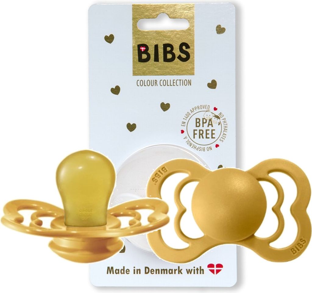 BIBS | Schnuller SUPREME S - Senfgelb - 100% organischer Kautschuk - atmungsaktiv und ergonomisch