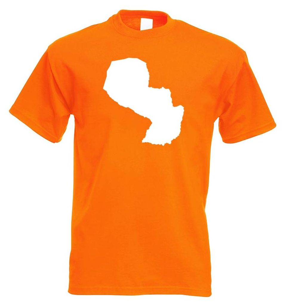 Kiwistar - T-Shirt - orange - Paraguay Umriss Kontur Herren Funshirt Bedruckt Design Sprüche Spruch Motive - mit Motiv Bedruckt - Funshirt Design ...