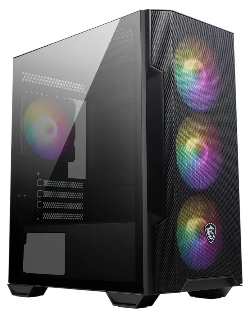 Boîtier PC Moyen Tour MSI MAG Forge M100R équipé de 4 ventilateurs RGB