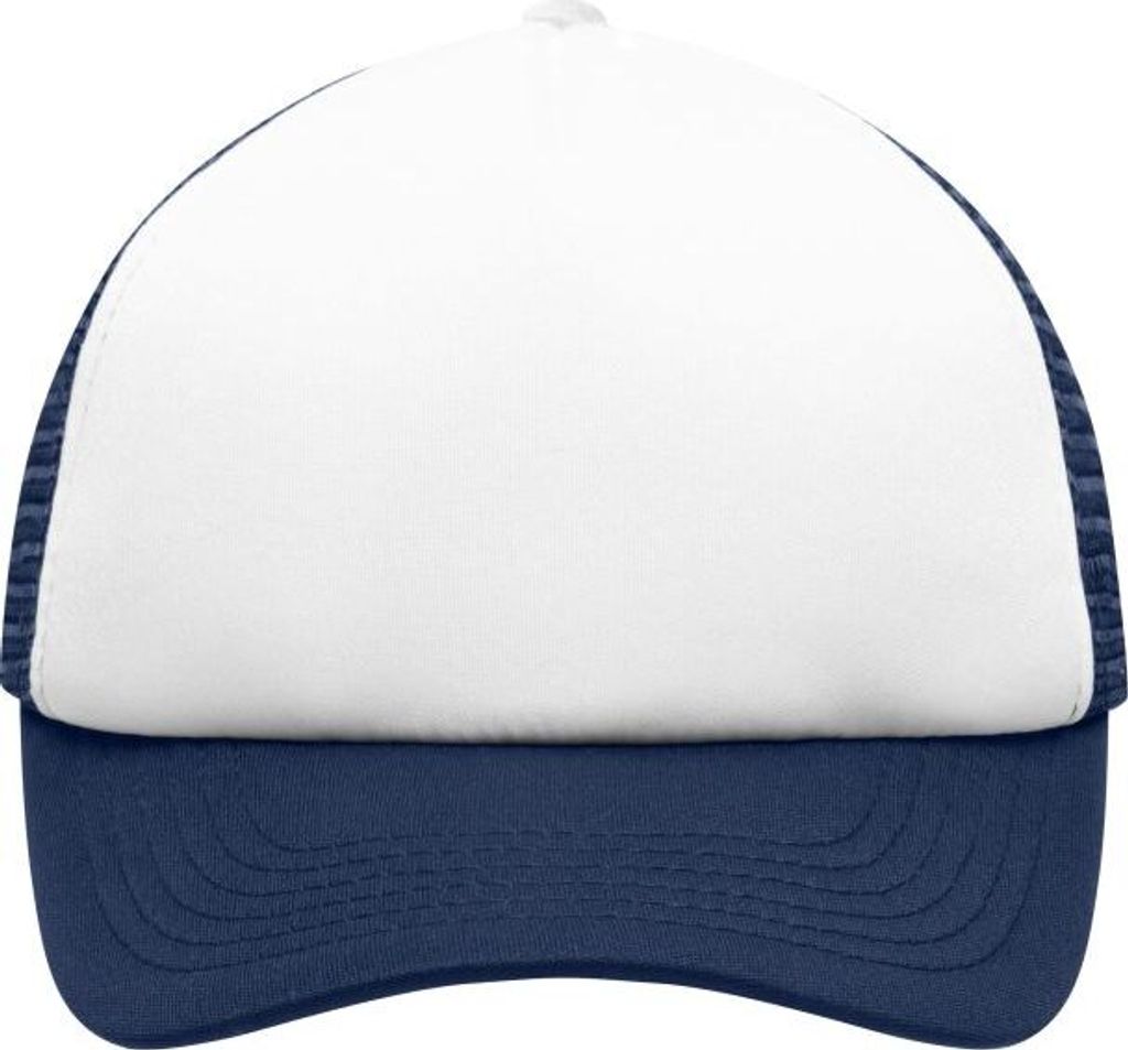 5 Panel Polyester Mesh Cap for Kids white/navy, Gr. one size