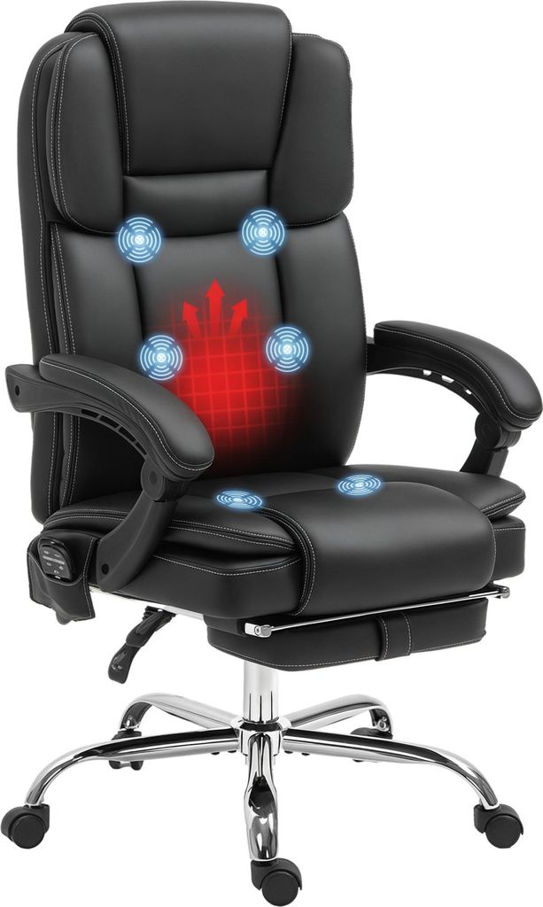 Fotel biurowy Vinsetto z funkcją masażu, ergonomiczny fotel Zdjęcie produktu 