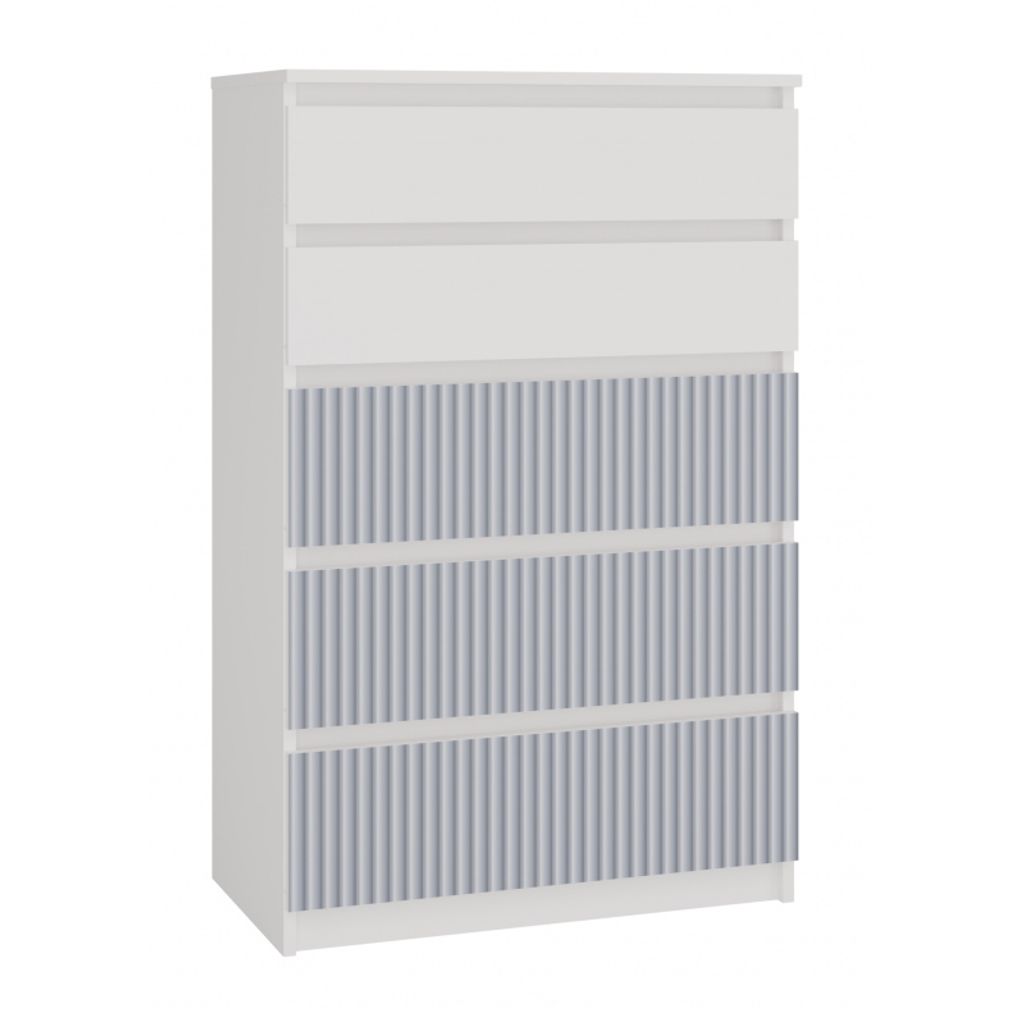 M5 Kommode mit weißer Front und blauer Arteso Malwa-Schrank mit 5 Schubladen für das Home Office