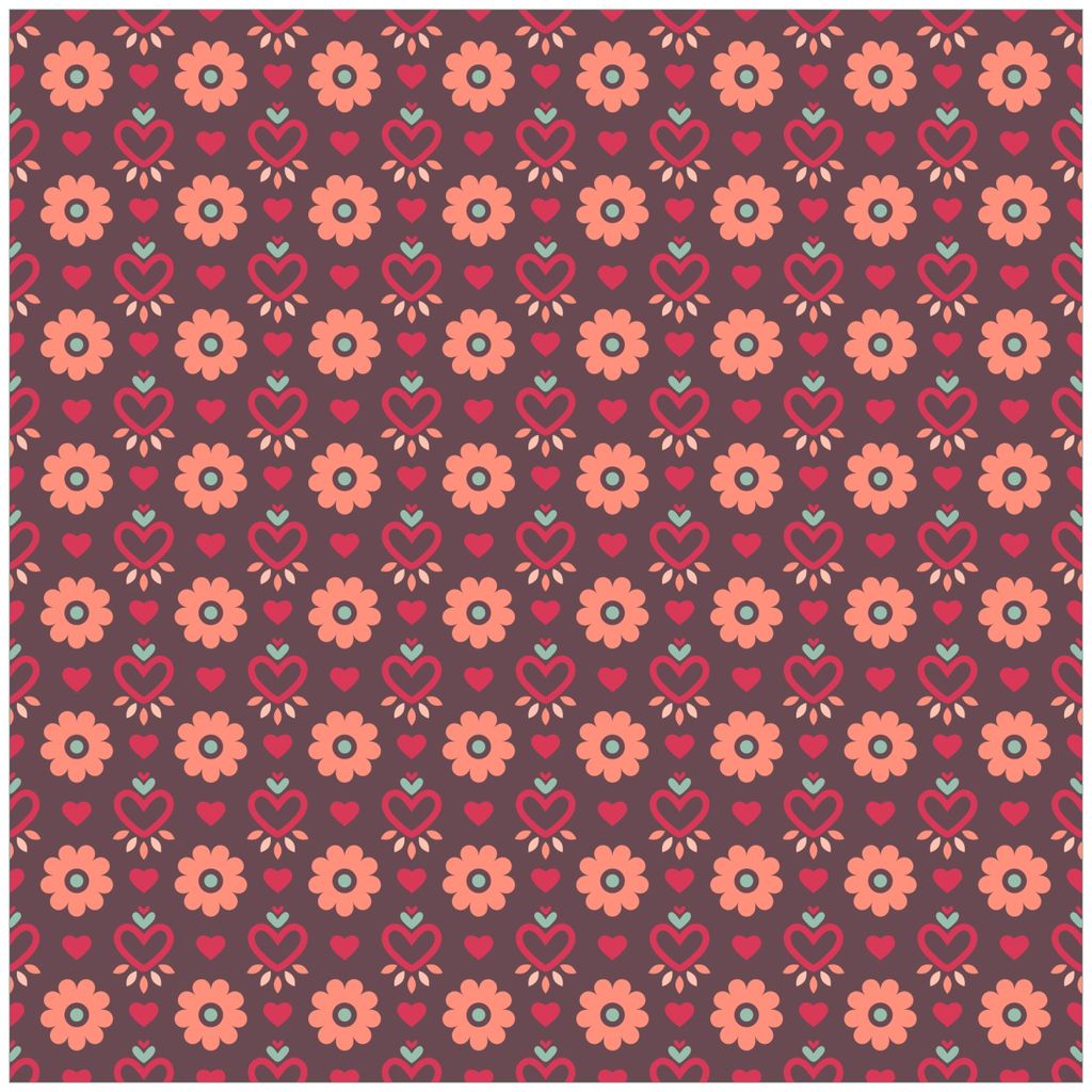 Wallario Magnet für Kühlschrank / Geschirrspüler, magnetisch haftende Folie - 60 x 60 cm, Motiv: Muster mit Blumen und Herzen
