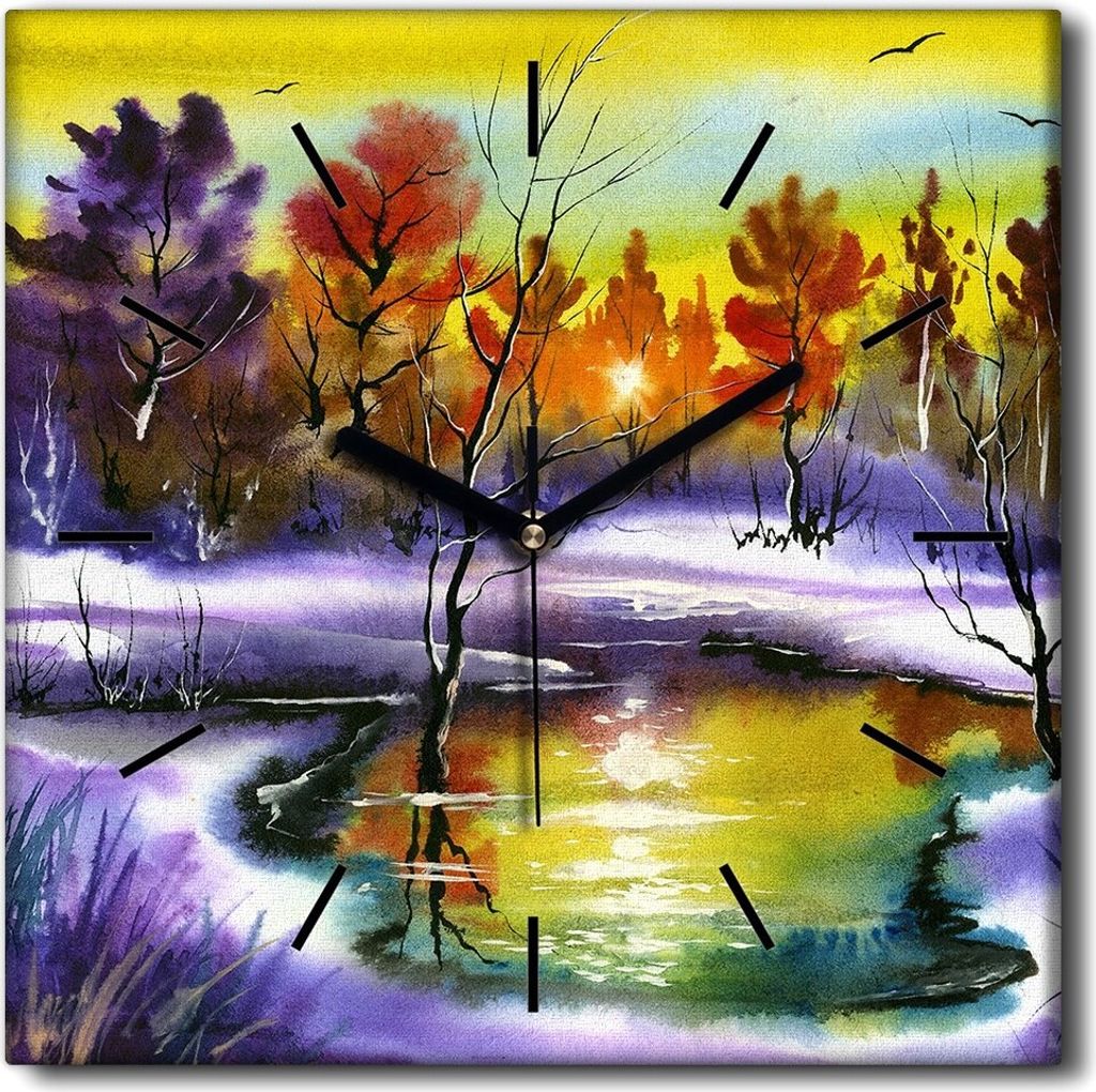 Coloray Uhr auf Leinwand 30x30 cm Wand Uhr Dekoration Wohnzimmer Segeltuch schwarze Hände -Las Las las