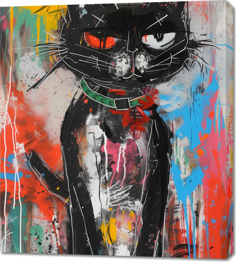 Tableau chaton grognon 90x100 cm décoration murale moderne pour salon