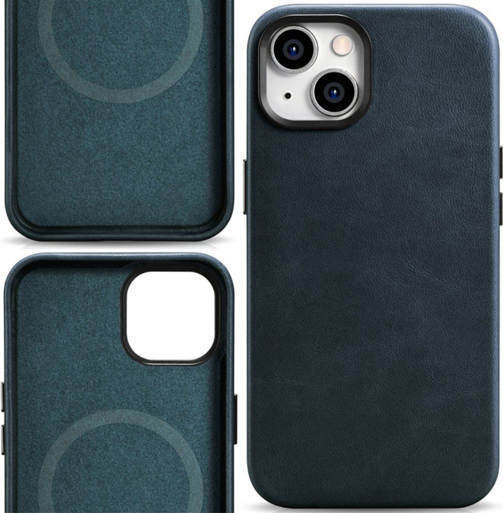 Icarer Case Ledertasche mit Magsafe für Iphone 14+ Dunkelblau