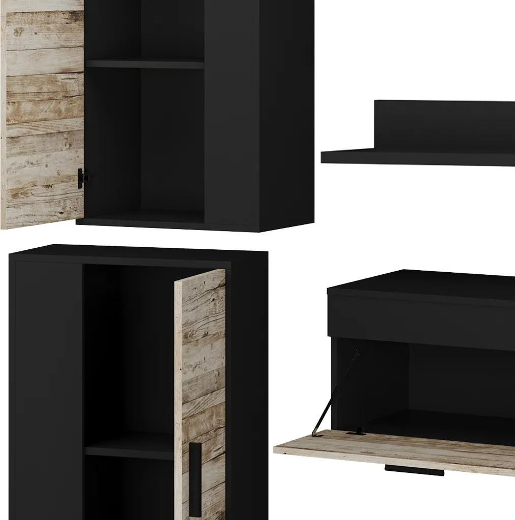 Ensemble salon Vicco Berno 4 pièces, design bicolore anthracite beige - 6