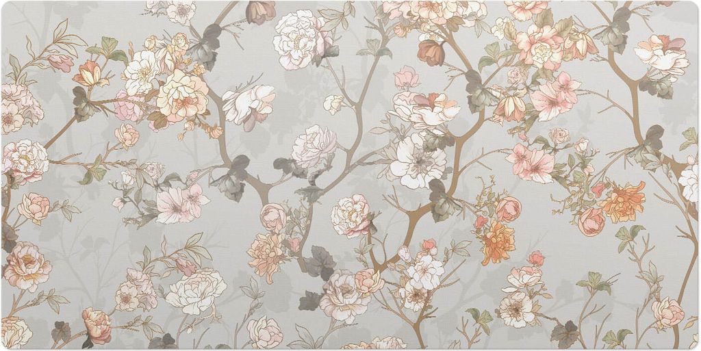 Blumenornament– Schreibtischunterlage – Schreibtisch Tischunterlage – 90x45 cm – Unterlage Groß Schreibtischmatte