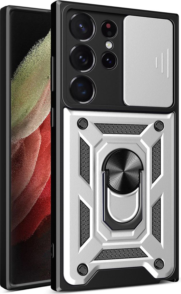 Galaxy S23 Ultra Hülle mit 360° Drehbarer Magnetische Ring Ständer Halter Dia Kameraschutz TPU Bumper Silikon Schutzhülle für Samsung Galaxy S...