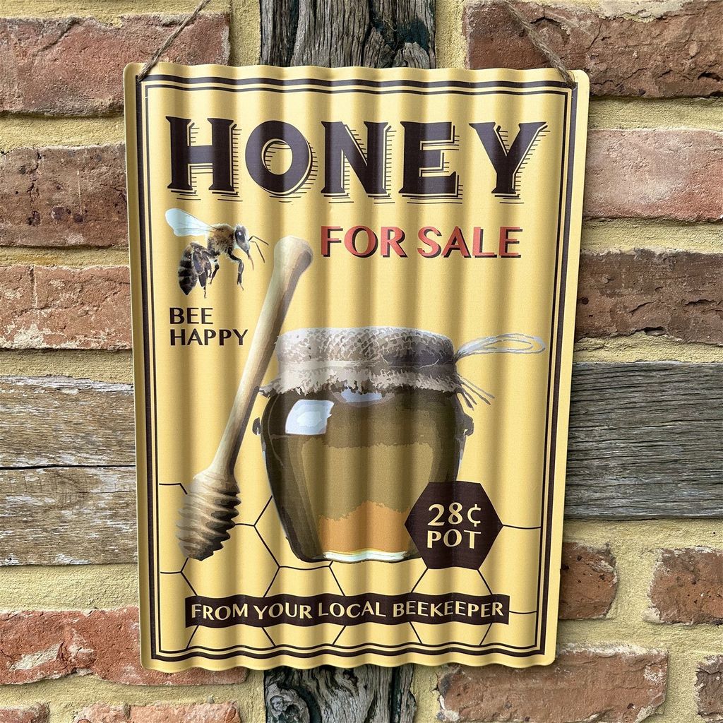 Ein wunderschönes Blechschild, Honigmotiv, Imker, Wellblechoptik