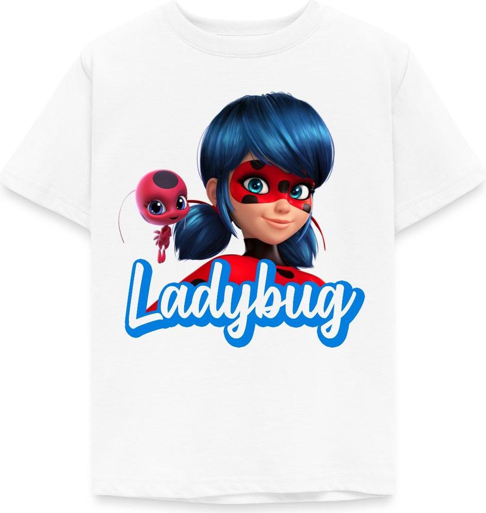 Spreadshirt Miraculous Ladybug Tikki Kinder T-Shirt, 110/116 (5-6 Jahre), Weiß