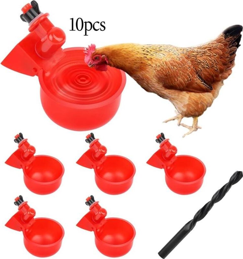 Hühnertränke, 10-teiliges automatisches Tränke-Set zum Selberbauen, automatische Geflügeltränke mit Lochsäge für Tränken für Küken, Wacht...