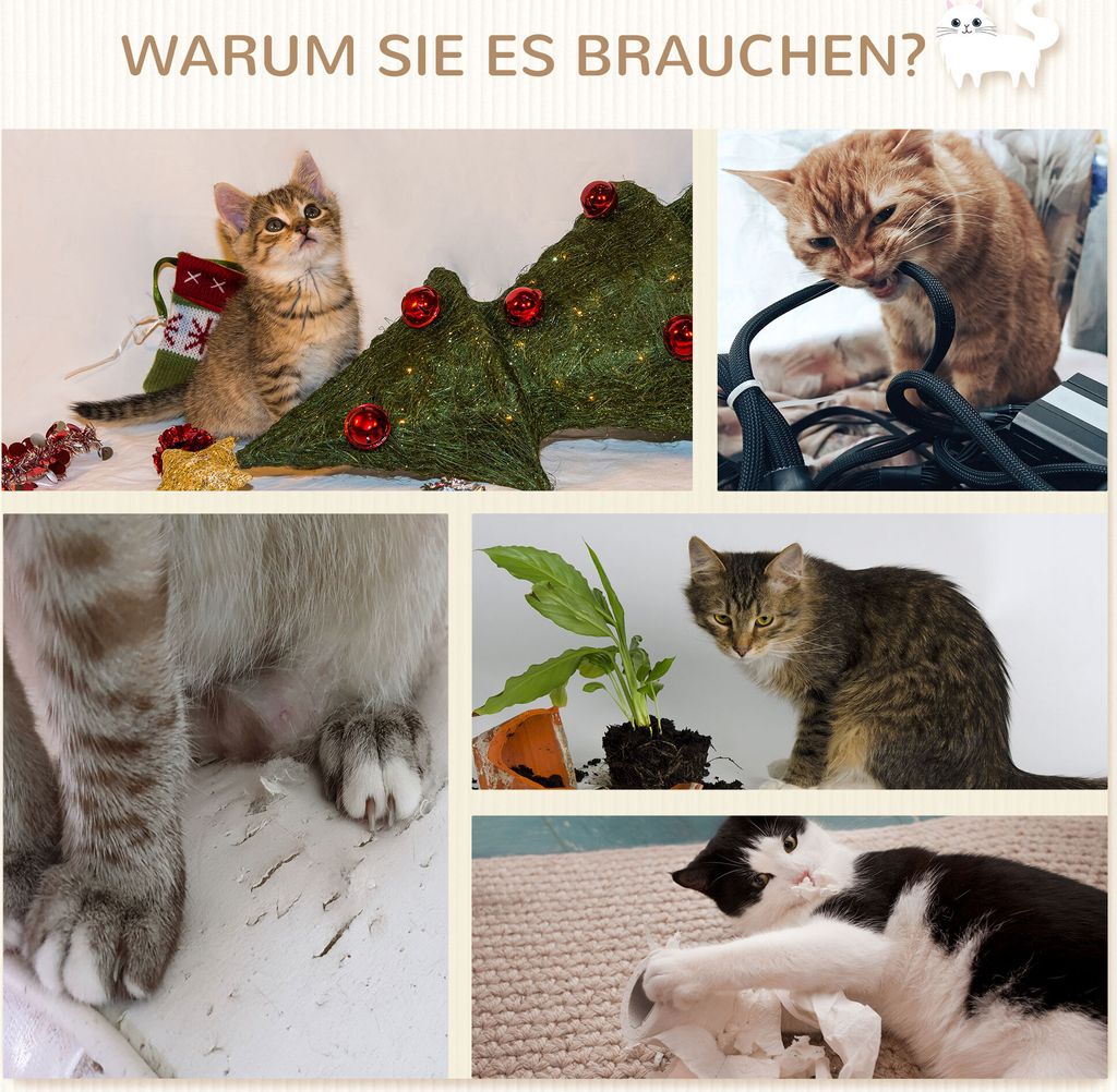 PawHut Katzen Kletterwand, 4-teilig, Katzenkletterwand, Produktbild 6