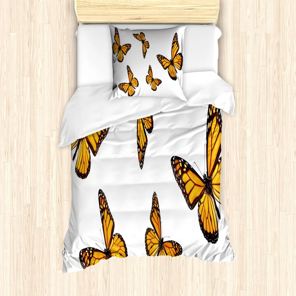 Ensemble Housse de Couette Simple 135x200cm - Motif Papillon ABAKUHAUS