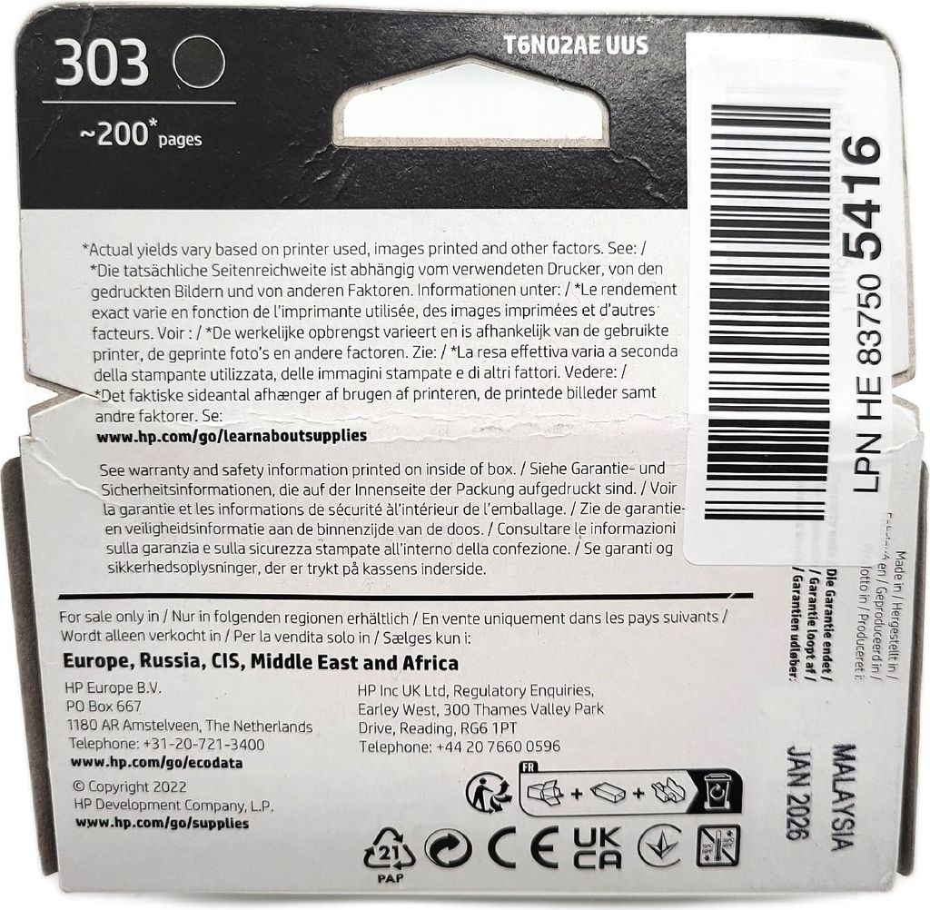 Originálna čierna atramentová kazeta HP 303 Obrázok produktu 45