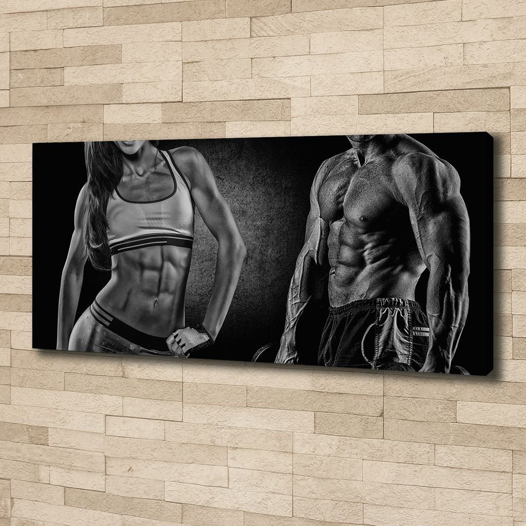 Tulup Leinwandbild - 125x50 cm - Wandkunst - Drucke auf Leinwand - Leinwanddruck - Sport - Schwarzweiß - Bodybuilding