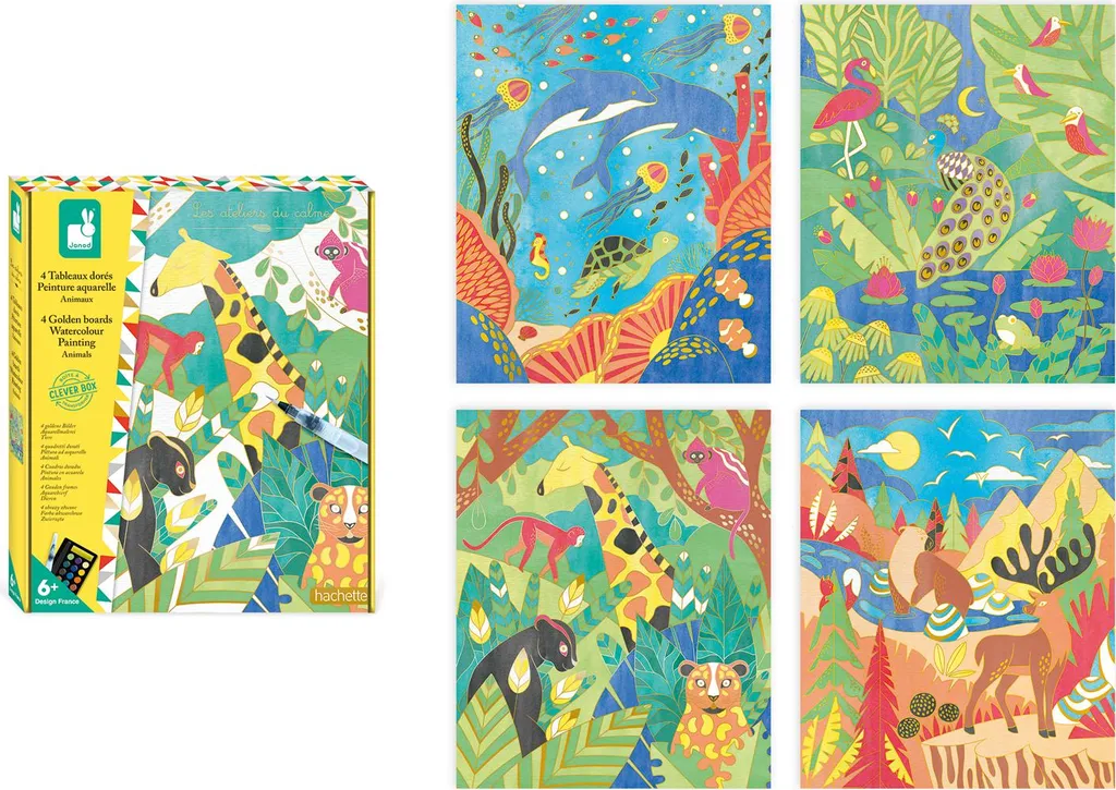 Janod Kit de coloriage d'animaux dorés : loisirs créatifs pour enfant