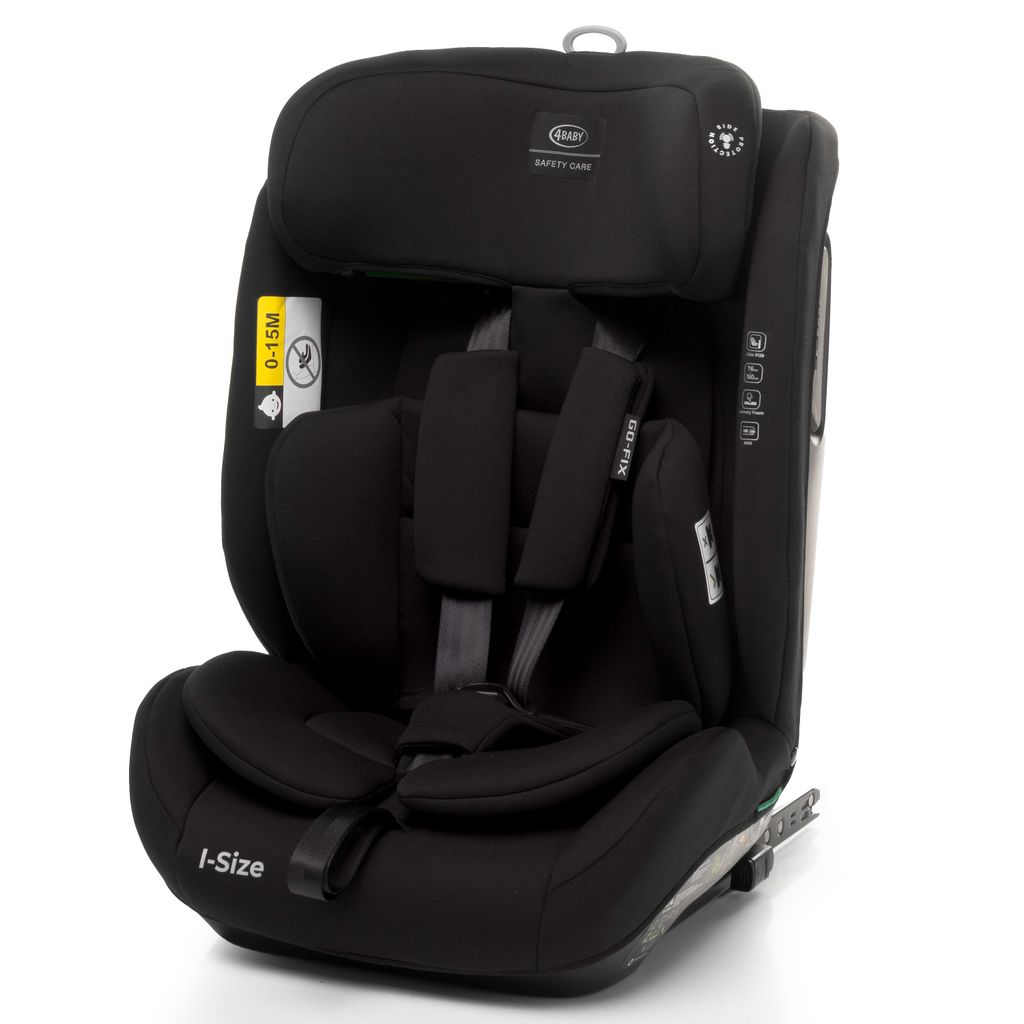 4BABY Kindersitz ISOFIX 9-36kg Go-Fix I-Size, Komfort bis 12 Jahre, Schwarz