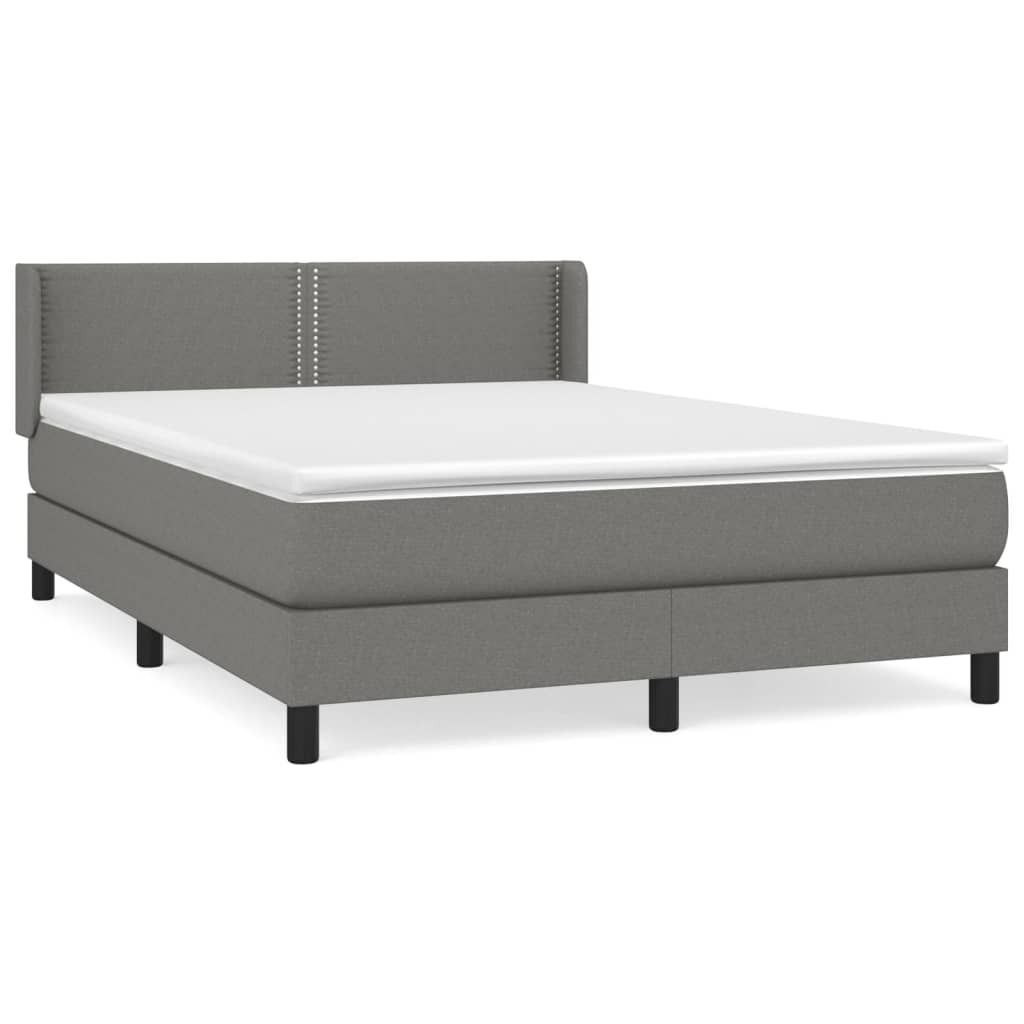 "2026 Aktion"Boxspringbett Modernes/Doppelbett - Polsterbett Erwachsene/r /Kind - mit Matratze Dunkelgrau 140x190cm Stoff - Klassische Betten NeuM...