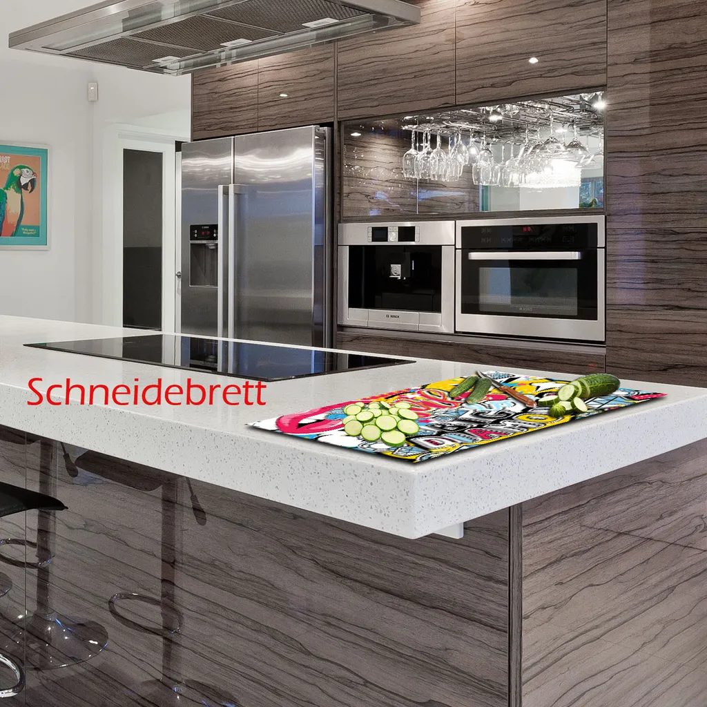 Piastra di copertura per piano cottura in ceramica 80x52 Con detto Copertura colorata Alzatina in vetro Deco - 13