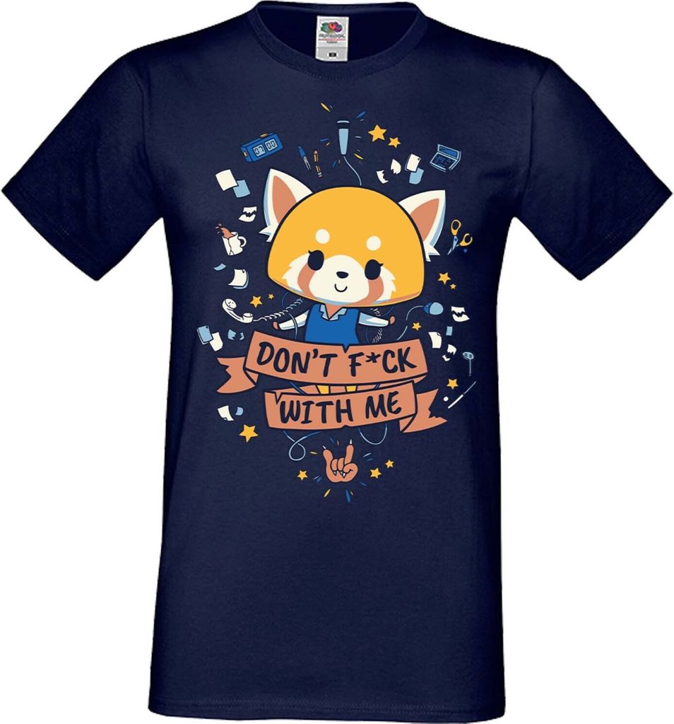 Herren T-Shirt Manga Anime Aggretsuko 01 Aggretsuko, Man L / Dunkelblau