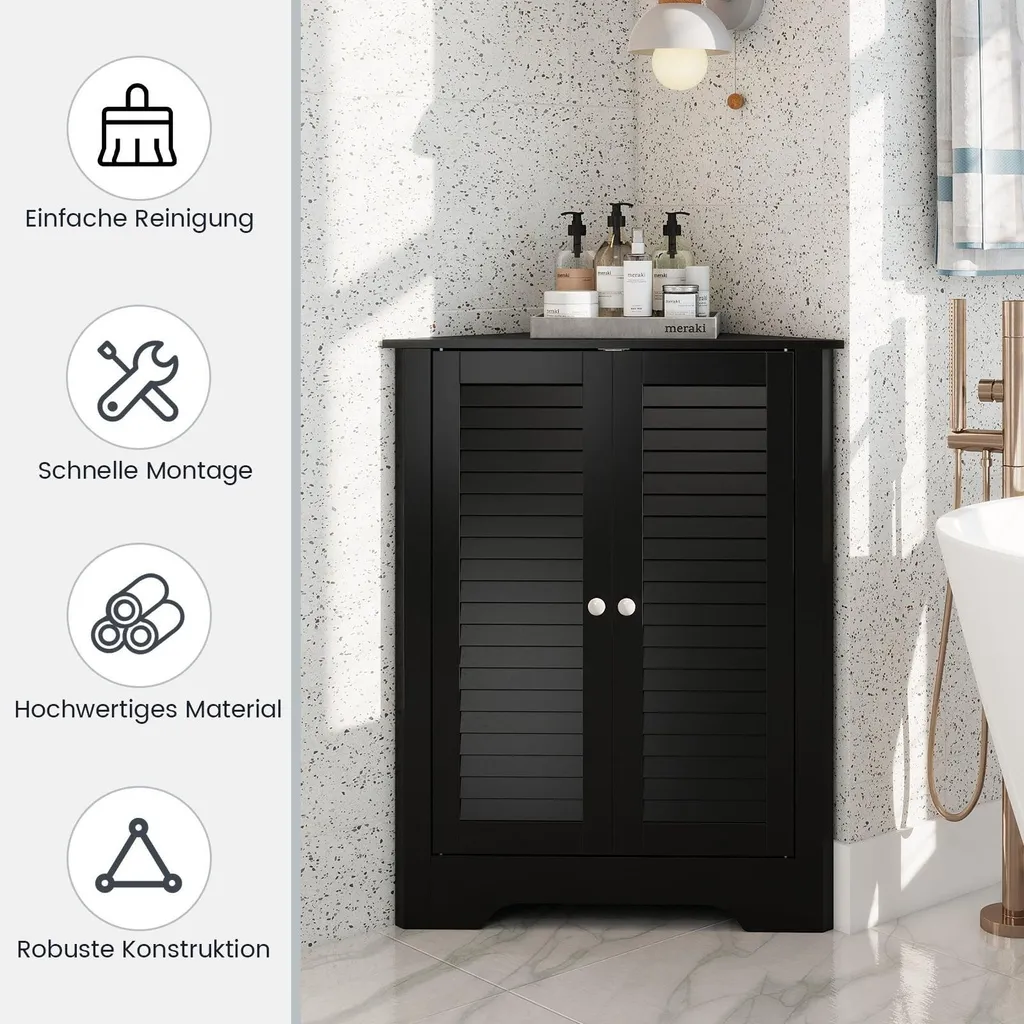 Armoire d'angle pour optimiser l'espace de rangement, design noir - 3