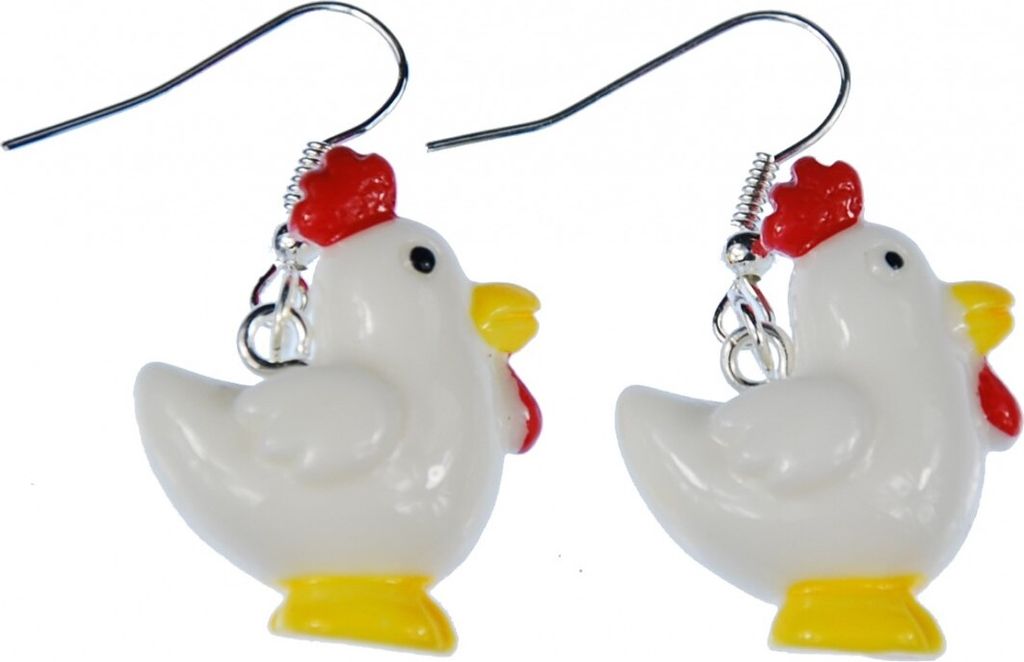 Huhn Hühnchen Ohrringe Miniblings Hänger Tier Vogel Ostern Hahn roter Kamm