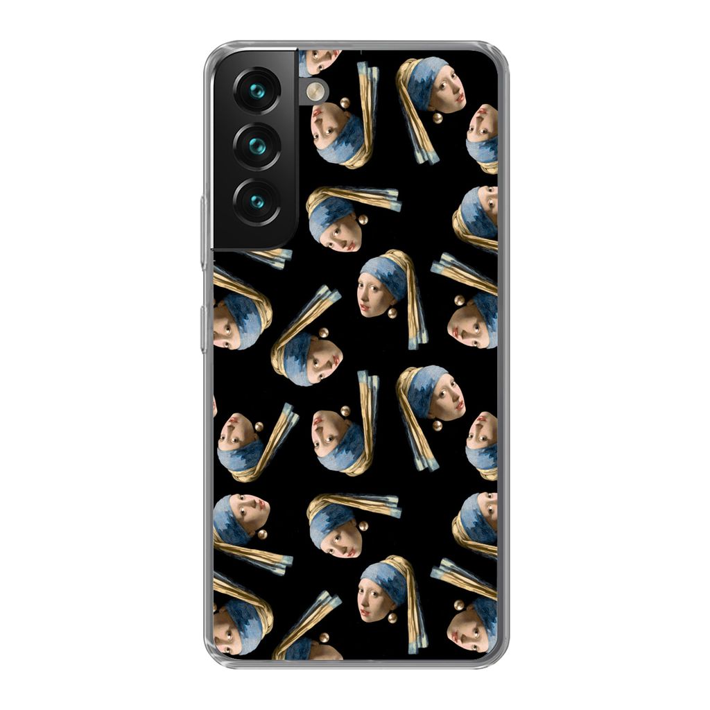 MuchoWow Handyhülle Schutzhülle Hülle für Samsung Galaxy S22 Das Mädchen mit dem Perlenohrring - Muster - Vermeer Silikon Softcase Handy Hü...