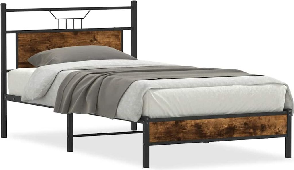 Bettgestell ohne Matratze Räuchereiche 107x203 cm Holzwerkstoff