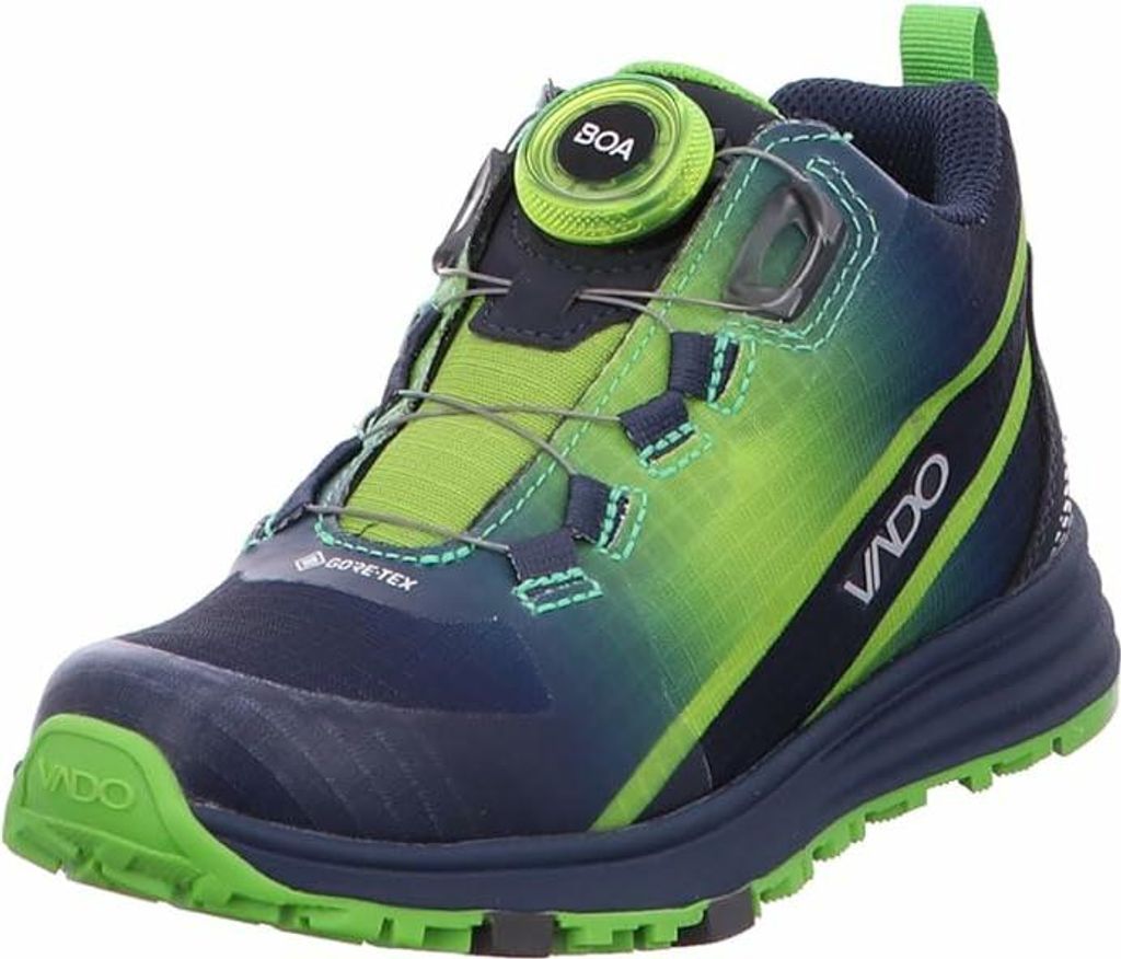 Vado Jungen Sneaker aus grünem Leder mit Klettverschluss und leichter Gummisohle