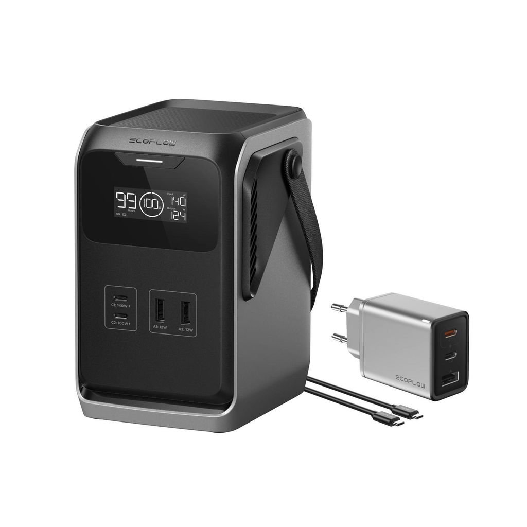 ECOFLOW TRAIL 200DC Tragbare Powerstation, 192 Wh, ultraleichte LFP-Batterie mit Griff, 220 W Solar-Generator, Schnellladung, 4 Ausgänge, stoßfest