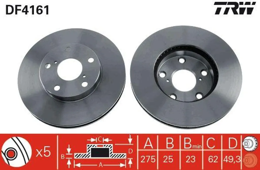 TRW DF4161 Disque de frein pour Toyota RAV 4 (Compatible 4351242032)