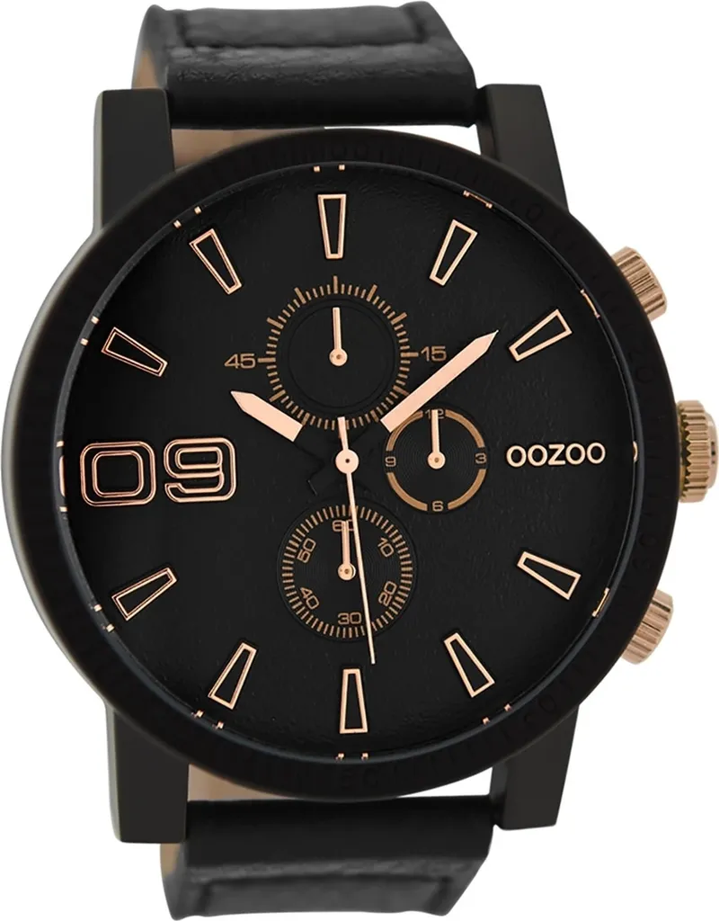 Montre Analogique pour Homme Oozoo C9034A avec Bracelet en Cuir Noir