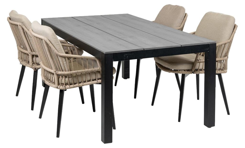 5-teiliges Garten-Set | 4 Isabel Stühle | Limasol Gartentisch | 180 cm