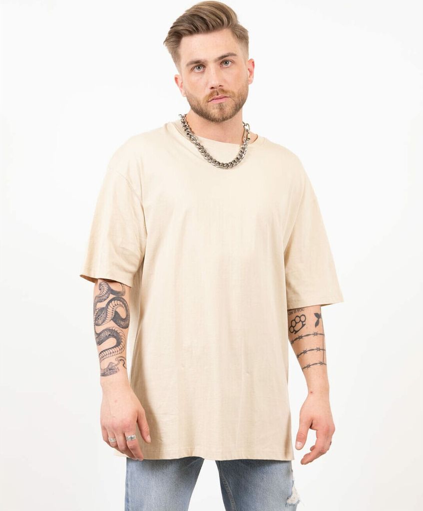 Ossy Homer T-Shirt Oversize Basic 100% Baumwolle Baumwolle für Herren M Beige