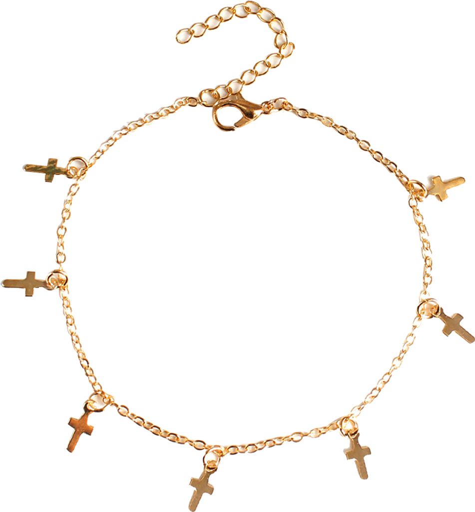 Mode Kreuz Charme Fußkettchen Fuß Kette Frauen Sandale Strand Barfuß Knöchel Armband-Golden