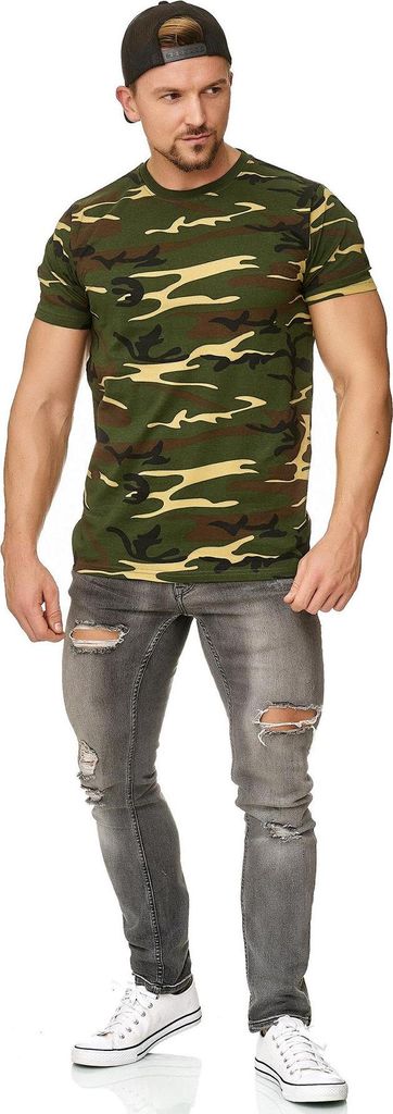 Mivaro Herren Camouflage T-Shirt Regular Fit Rundhals aus Produktbild 