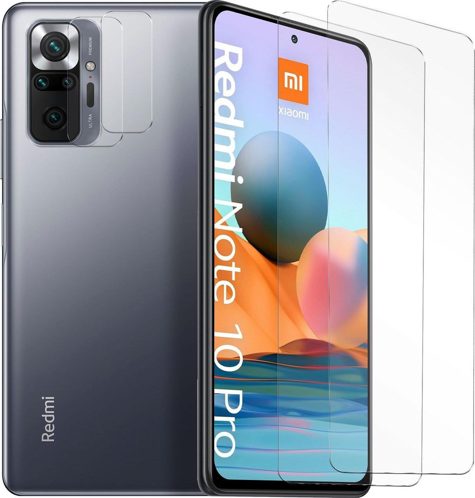 Panzerglas für Xiaomi Redmi Note 10 Pro Schutzfolie 2x Kamera Schutzglas Folie 2x Panzerfolie
