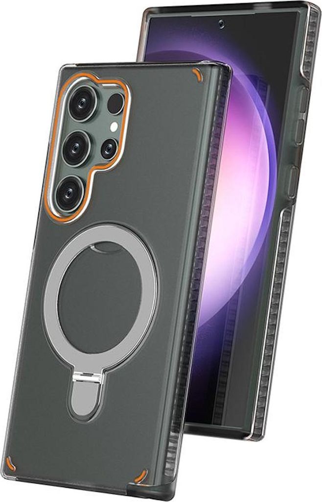Für Samsung Galaxy S25 Ultra 5G Colorful 2 in 1 MagSafe Ringhalter Hülle Schwarz