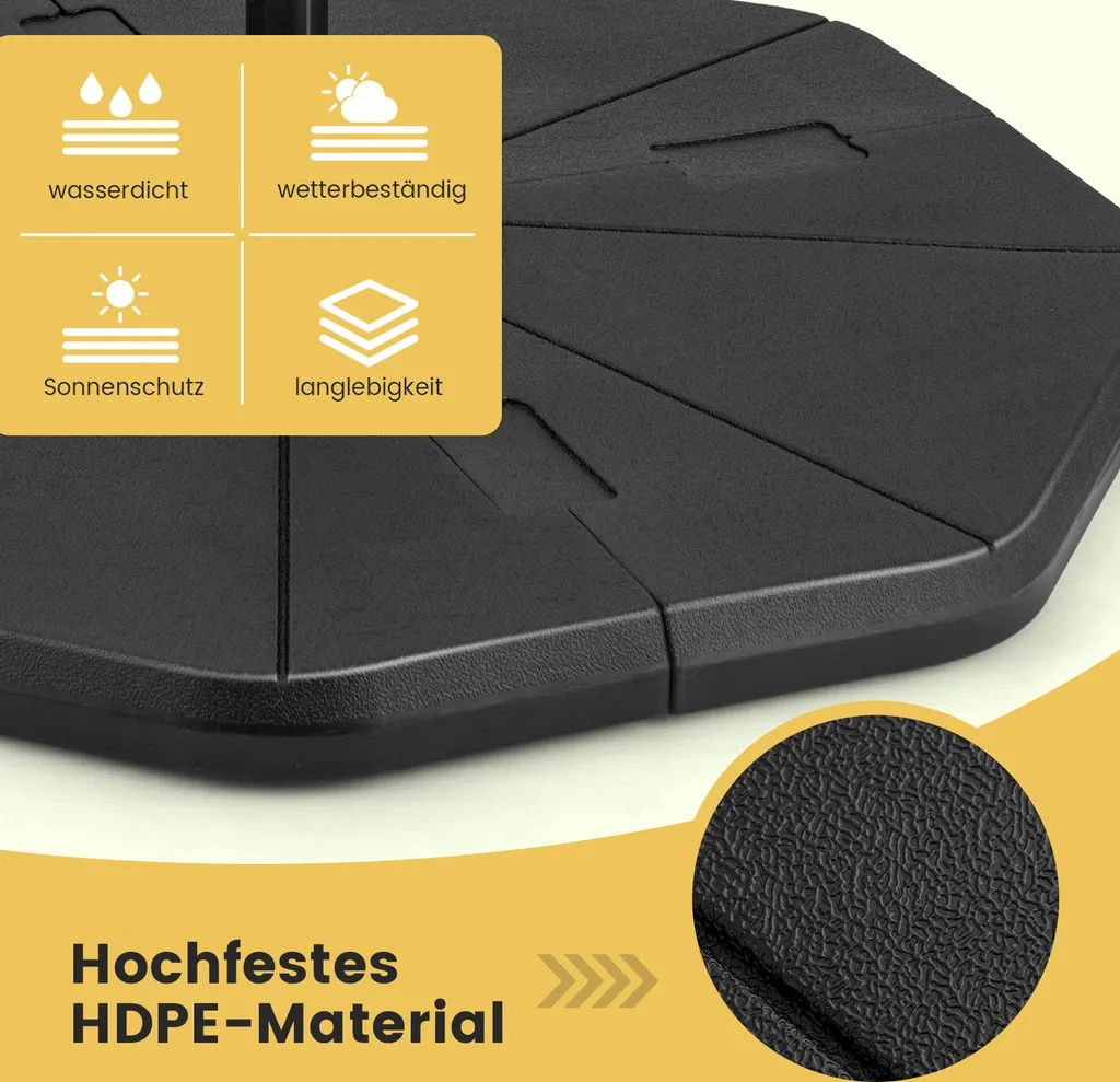 Support parasol de marché 4 segments lestable pour terrasse et jardin