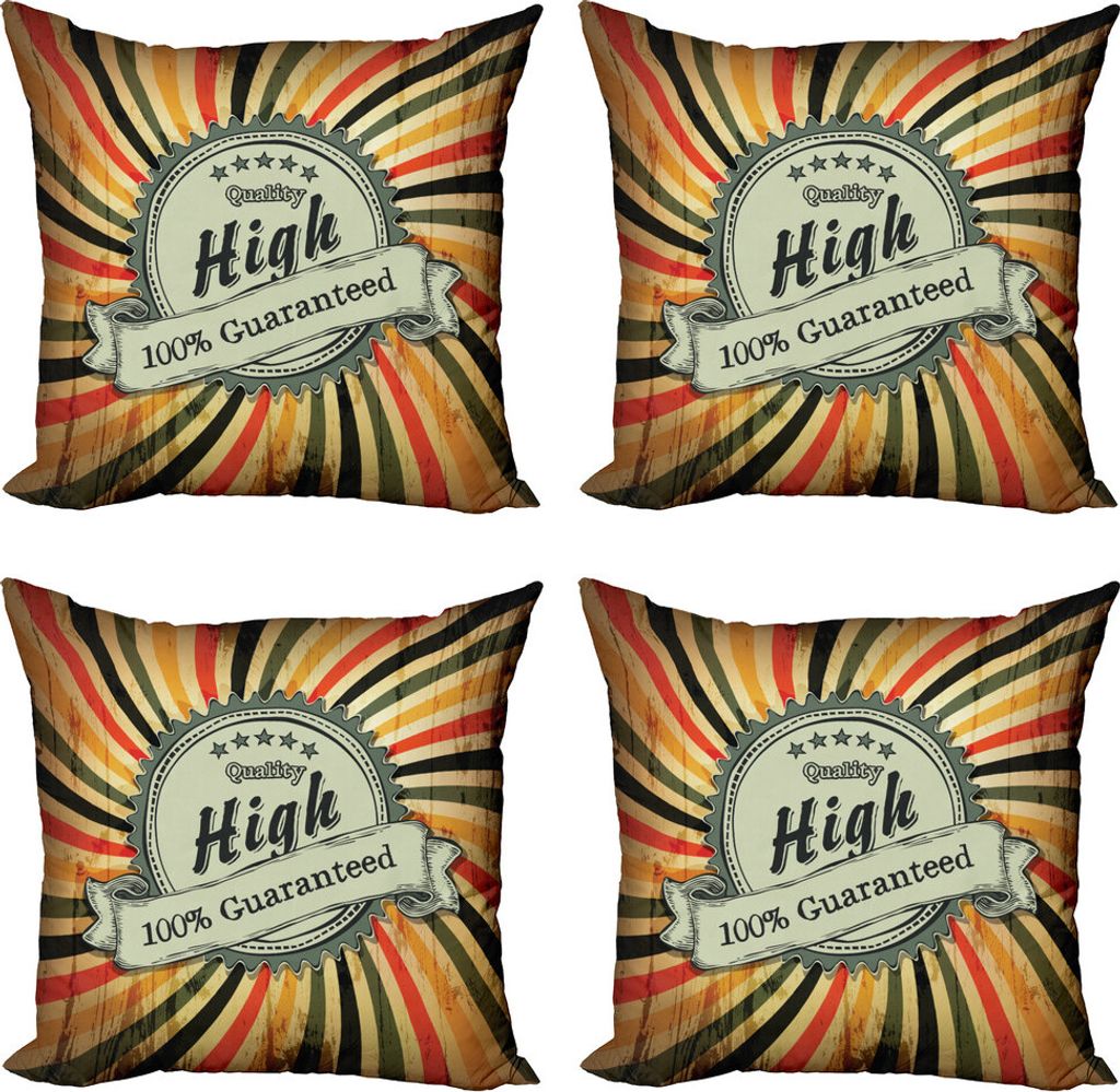 ABAKUHAUS Jahrgang Rainbow Kissenbezug Set (4 Stück), Grunge Lines, Moderner Doppelseitiger Digitaldruck, 50 cm x 50 cm, Mehrfarbig