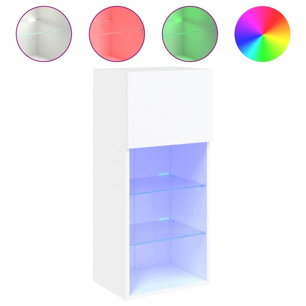 SYFAX TV-Schrank mit LED-Leuchten Weiß 40,5x30x90 cm