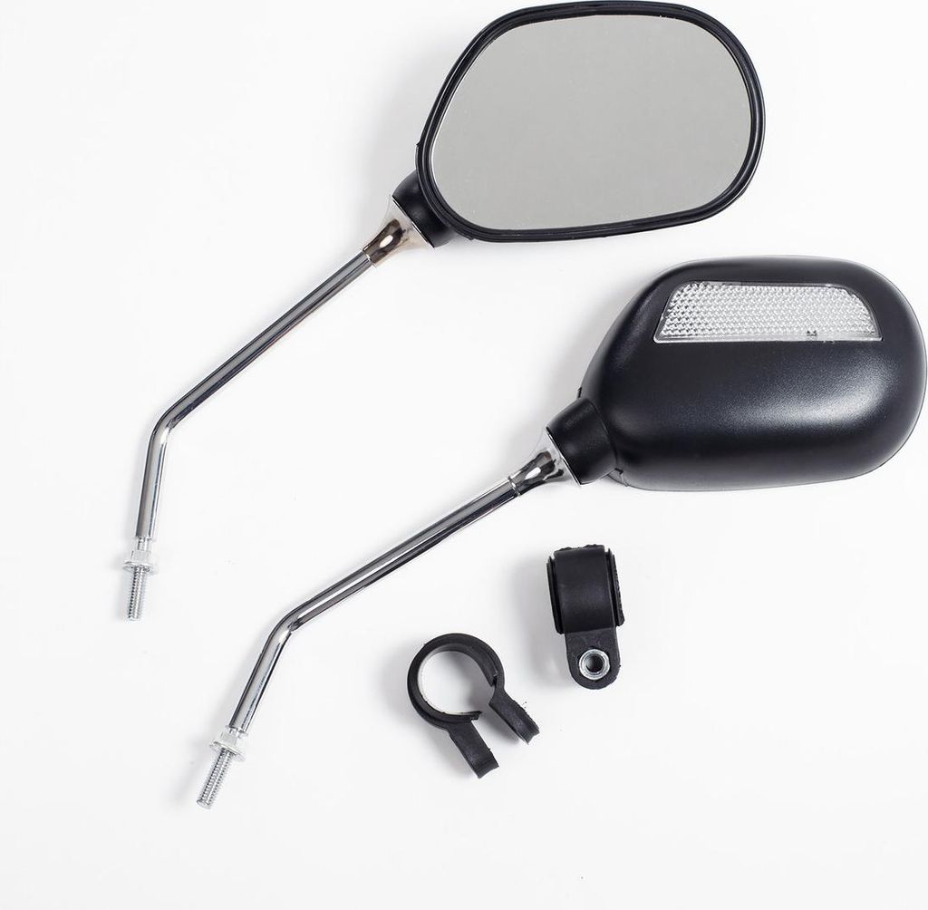 Fahrradrückspiegel Set mit Reflektoren - 2 Stück, für City- und Tourenräder, Rechteckig