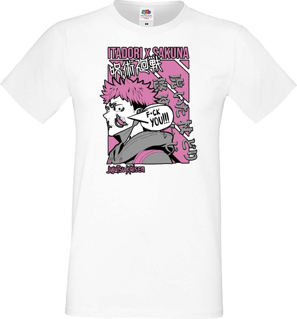 Herren T-Shirt Japan Manga Animation Comics Jujutsu Anime Manga Kaisen Itadori Sakuna Var-012 Itadori Sakuna, Man L / Weiß