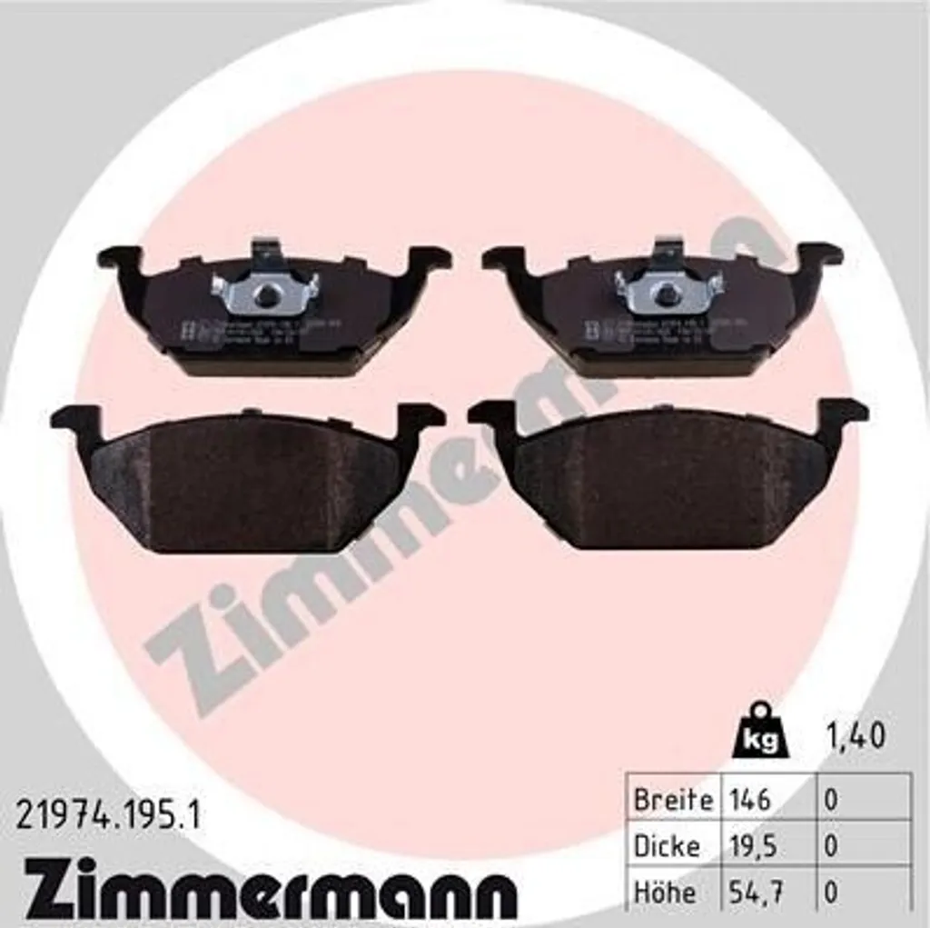 Plaquettes de frein ZIMMERMANN 21974.195.1 pour A3 et Toledo II