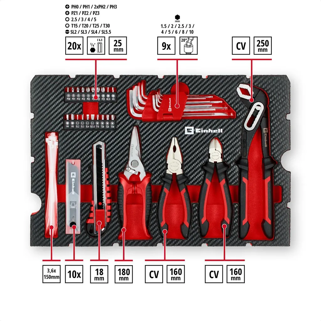 Mallette à outils Einhell E-Case 370511 avec 79 pièces indispensables - 11
