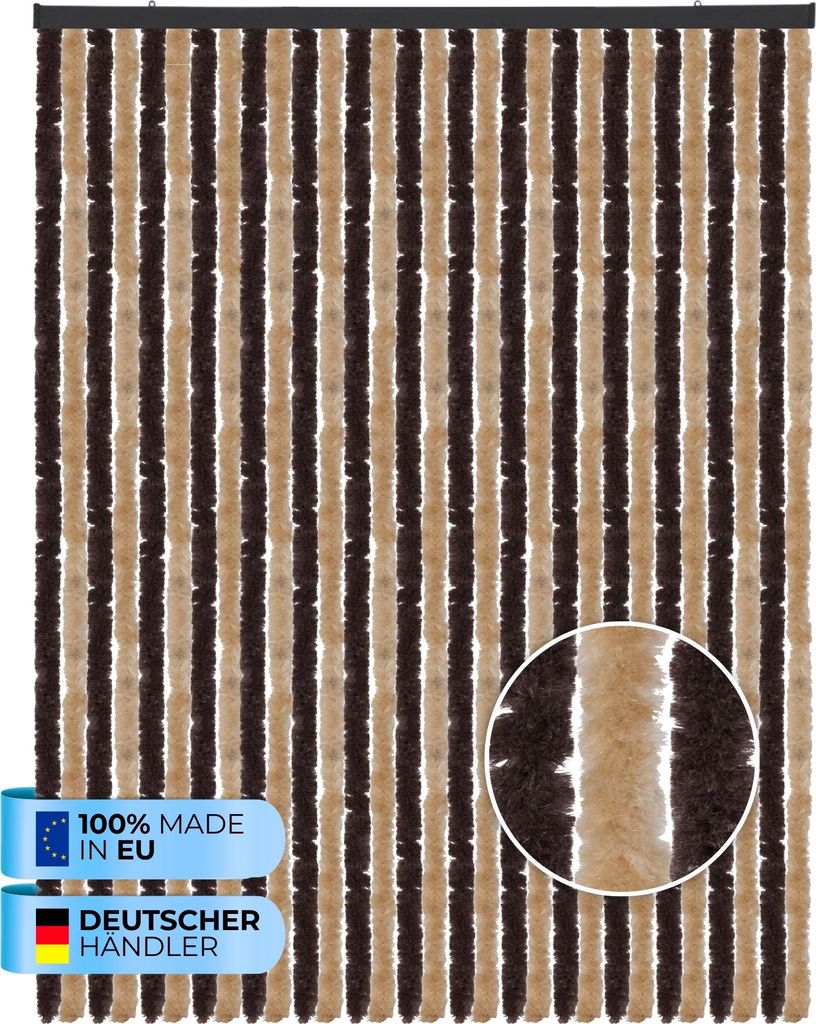 Flauschvorhang (140x220 cm) Türvorhang "Meliert Grün" als Insektenschutz für Balkon, Terrasse oder Wohnmobil, Wohnwagen, Pavillon