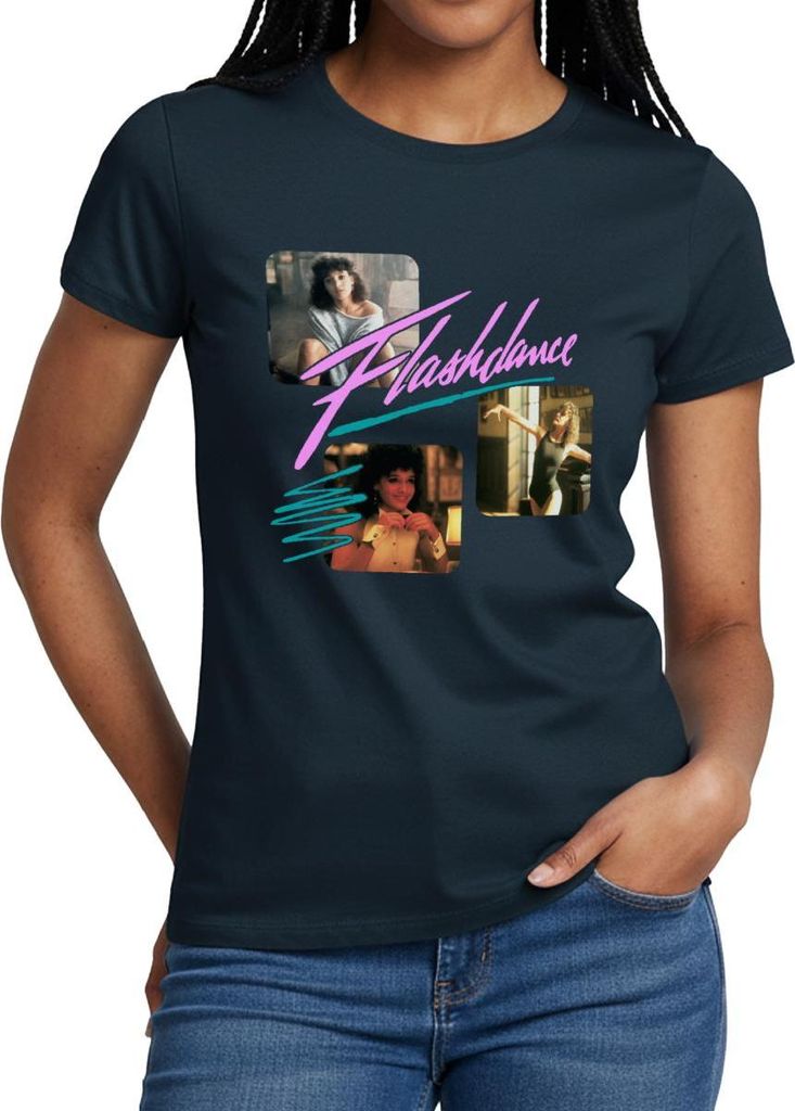 Spreadshirt Flashdance 80er-Design Mit Alex Owens Frauen T-Shirt, XXL, Navy